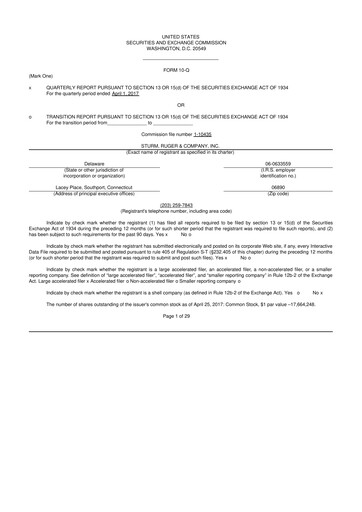 Thumbnail Sturm, Ruger & Co 10-Q Quarterly Report FY2017 