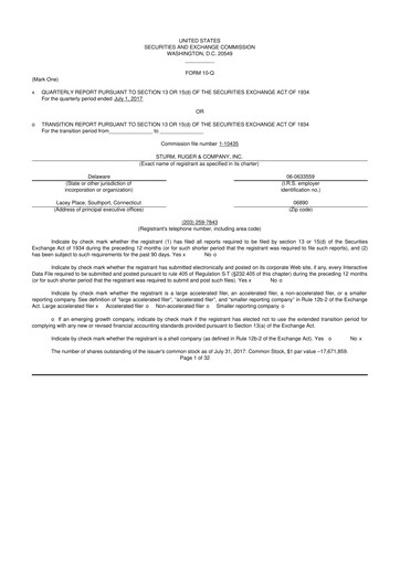 Thumbnail Sturm, Ruger & Co 10-Q Quarterly Report FY2017 
