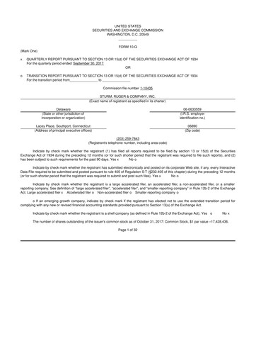 Thumbnail Sturm, Ruger & Co 10-Q Quarterly Report FY2017 