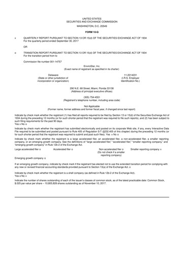 Miniature EVI Industries 10-Q Rapport trimestriel 2017 