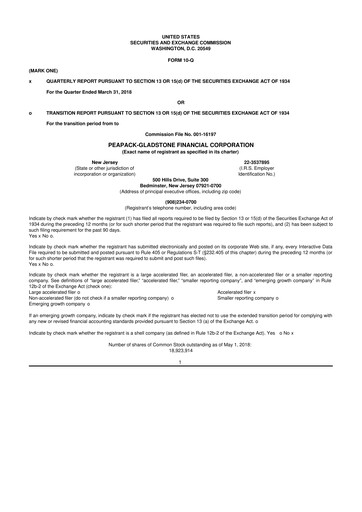 Thumbnail Peapack-Gladstone Financial 10-Q Quarterly Report FY2018 
