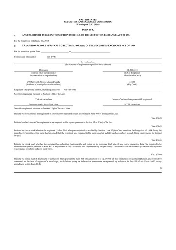 Miniature EVI Industries 10-K Rapport annuel 2018