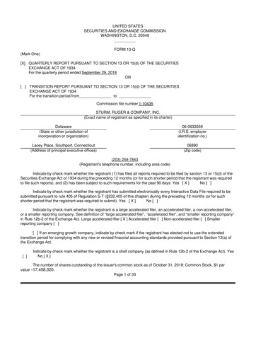 Thumbnail Sturm, Ruger & Co 10-Q Quarterly Report FY2018 
