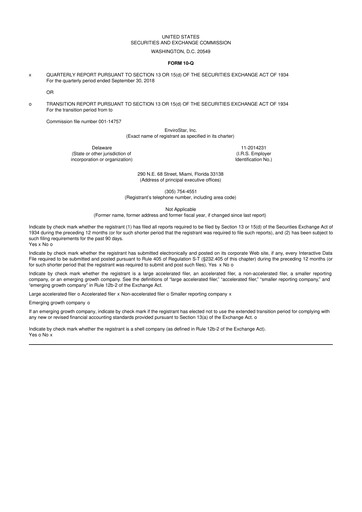 Miniature EVI Industries 10-Q Rapport trimestriel 2019 