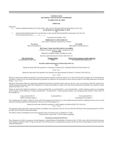 Vorschaubild Middlesex Water Company
 10-K Jahresbericht 2019