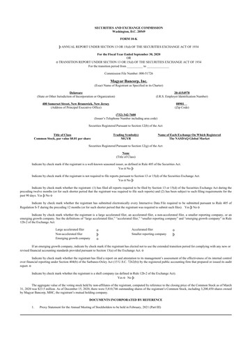 Thumbnail Magyar Bancorp 10-K Annual Report 2020