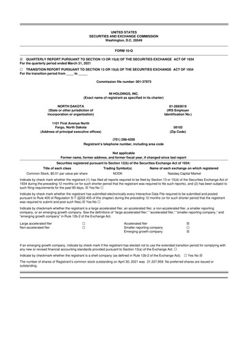 Thumbnail NI Holdings
 10-Q Quarterly Report FY2021 