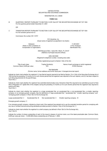 Miniature EVI Industries 10-Q Rapport trimestriel 2022 