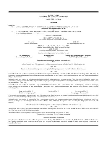 Vorschaubild Middlesex Water Company
 10-K Jahresbericht 2021