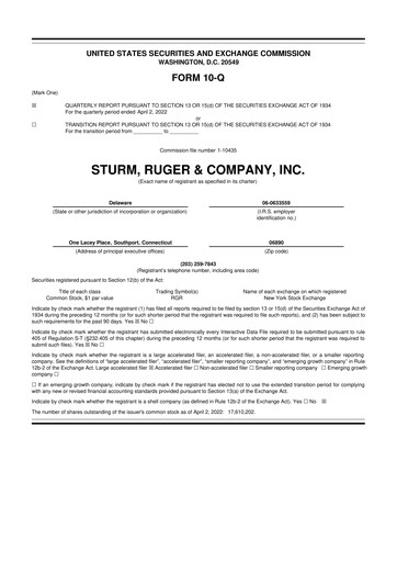 Thumbnail Sturm, Ruger & Co 10-Q Quarterly Report FY2022 