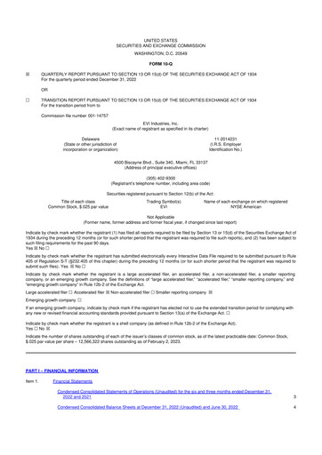 Miniature EVI Industries 10-Q Rapport trimestriel 2023 