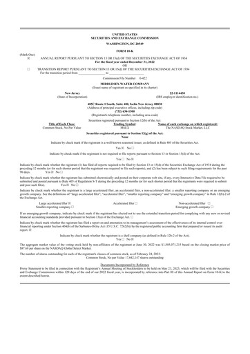 Vorschaubild Middlesex Water Company
 10-K Jahresbericht 2022