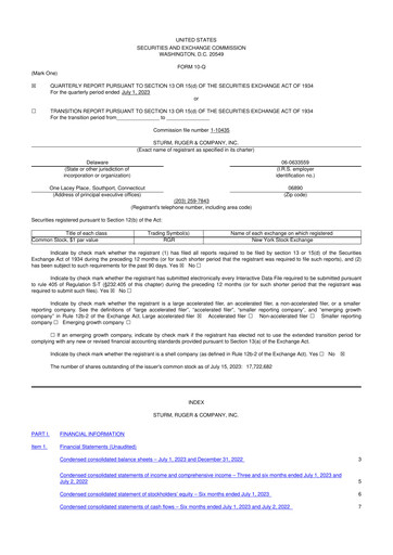 Thumbnail Sturm, Ruger & Co 10-Q Quarterly Report FY2023 