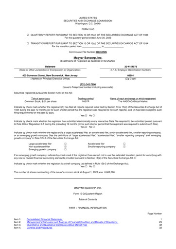 Miniature Magyar Bancorp 10-Q Rapport trimestriel 2023 