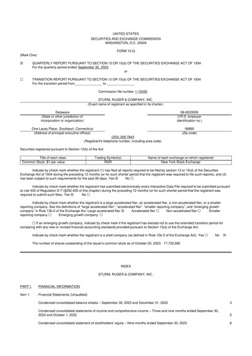Thumbnail Sturm, Ruger & Co 10-Q Quarterly Report FY2023 