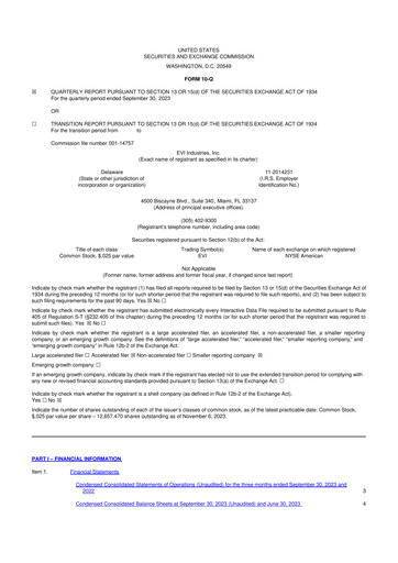 Miniature EVI Industries 10-Q Rapport trimestriel 2024 