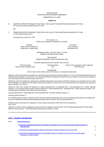 Miniature EVI Industries 10-Q Rapport trimestriel 2024 