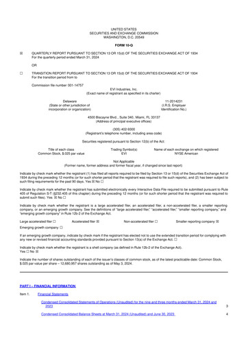 Miniature EVI Industries 10-Q Rapport trimestriel 2024 