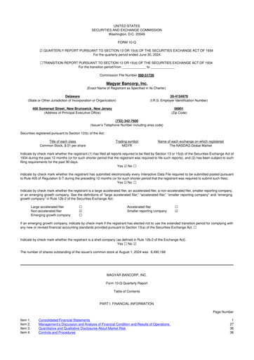 Miniature Magyar Bancorp 10-Q Rapport trimestriel 2024 