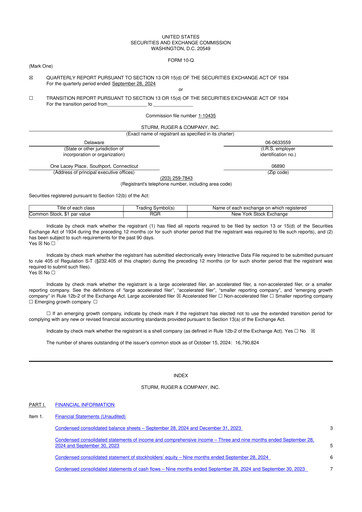 Thumbnail Sturm, Ruger & Co 10-Q Quarterly Report FY2024 