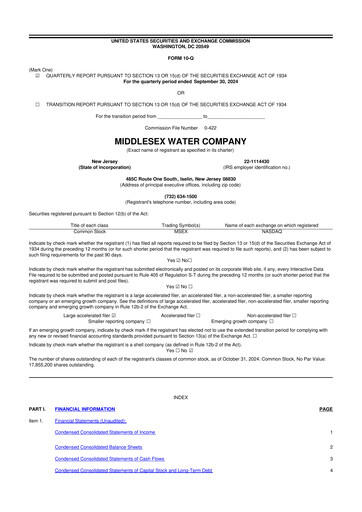 Thumbnail Middlesex Water Company
 10-Q Quarterly Report FY2024 