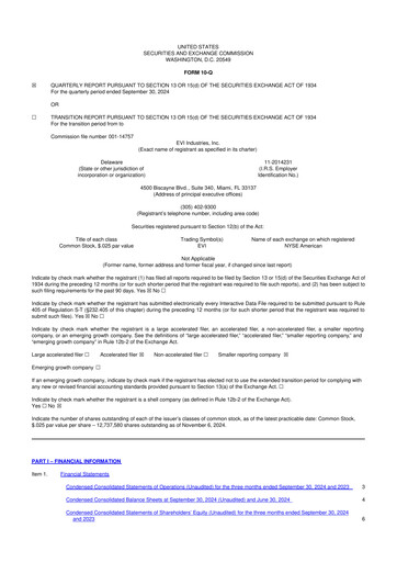 Miniature EVI Industries 10-Q Rapport trimestriel 2025 