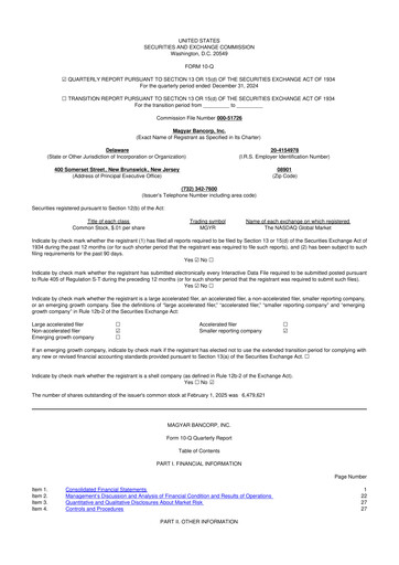 Miniature Magyar Bancorp 10-Q Rapport trimestriel 2025 