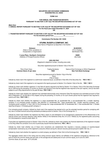 Thumbnail Sturm, Ruger & Co 10-K Annual Report 2024