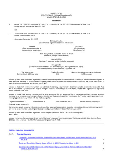 Miniature EVI Industries 10-Q Rapport trimestriel 2025 