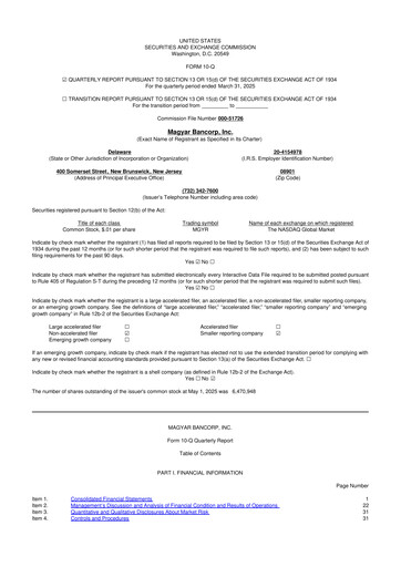 Miniature Magyar Bancorp 10-Q Rapport trimestriel 2025 