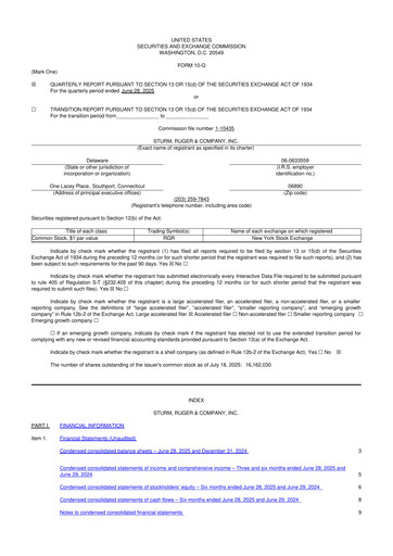 Thumbnail Sturm, Ruger & Co 10-Q Quarterly Report FY2025 