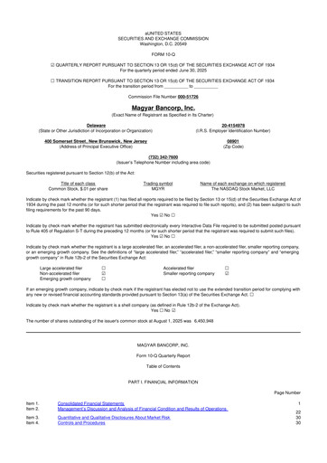 Miniature Magyar Bancorp 10-Q Rapport trimestriel 2025 