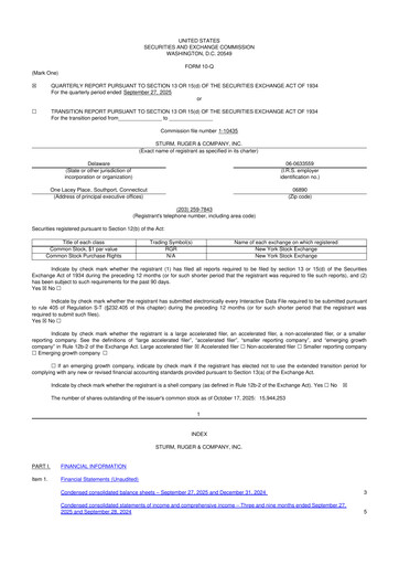 Thumbnail Sturm, Ruger & Co 10-Q Quarterly Report FY2025 