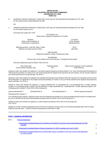 Miniature EVI Industries 10-Q Rapport trimestriel 2026 
