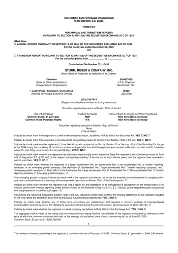 Thumbnail Sturm, Ruger & Co 10-K Annual Report 2025