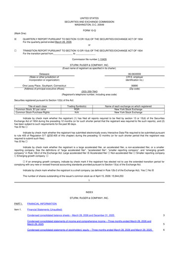 Thumbnail Sturm, Ruger & Co 10-Q Quarterly Report FY 