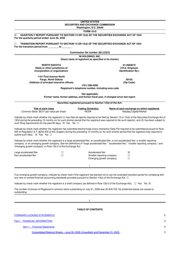 Thumbnail NI Holdings
 10-Q Quarterly Report FY2026 