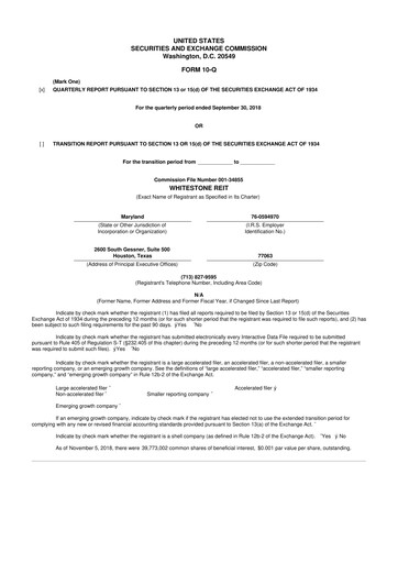 Thumbnail Whitestone REIT 10-Q Quarterly Report FY2018 