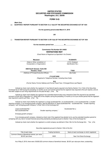 Thumbnail Whitestone REIT 10-Q Quarterly Report FY2019 