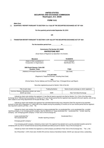 Thumbnail Whitestone REIT 10-Q Quarterly Report FY2019 