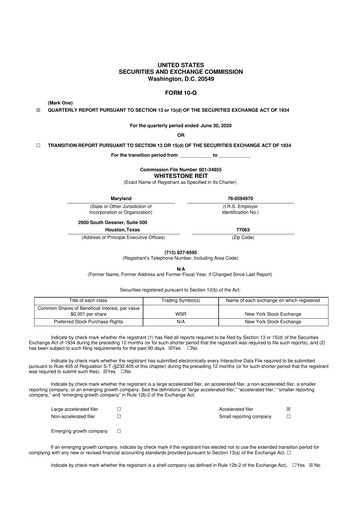 Thumbnail Whitestone REIT 10-Q Quarterly Report FY 