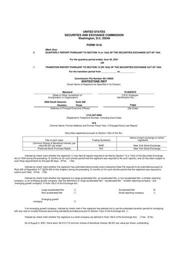Thumbnail Whitestone REIT 10-Q Quarterly Report FY2021 
