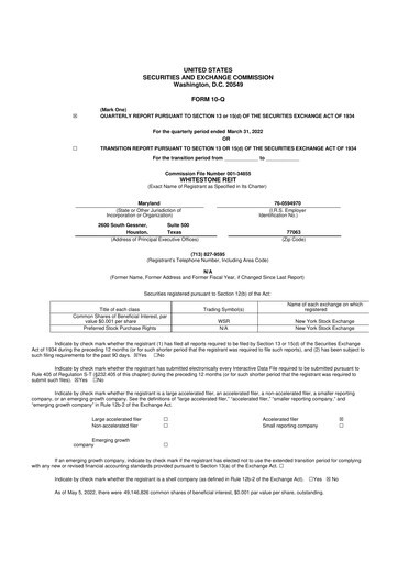 Thumbnail Whitestone REIT 10-Q Quarterly Report FY2022 