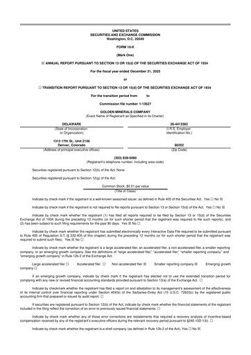 Thumbnail Golden Minerals
 10-K Annual Report 2025