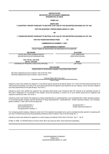 Vorschaubild Golden Minerals
 10-Q Quartalsbericht  