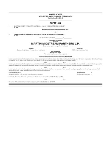 Thumbnail Martin Midstream Partners 10-Q Quarterly Report FY2012 