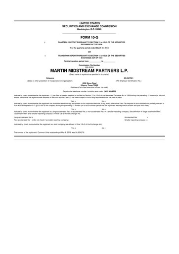 Thumbnail Martin Midstream Partners 10-Q Quarterly Report FY2013 