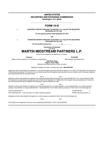 Thumbnail Martin Midstream Partners 10-Q Quarterly Report FY2013 