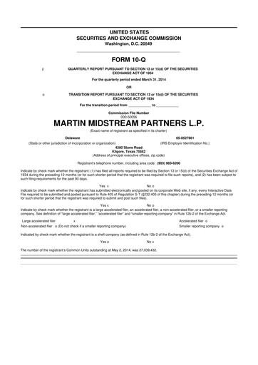 Thumbnail Martin Midstream Partners 10-Q Quarterly Report FY2014 