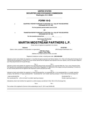 Thumbnail Martin Midstream Partners 10-Q Quarterly Report FY2014 